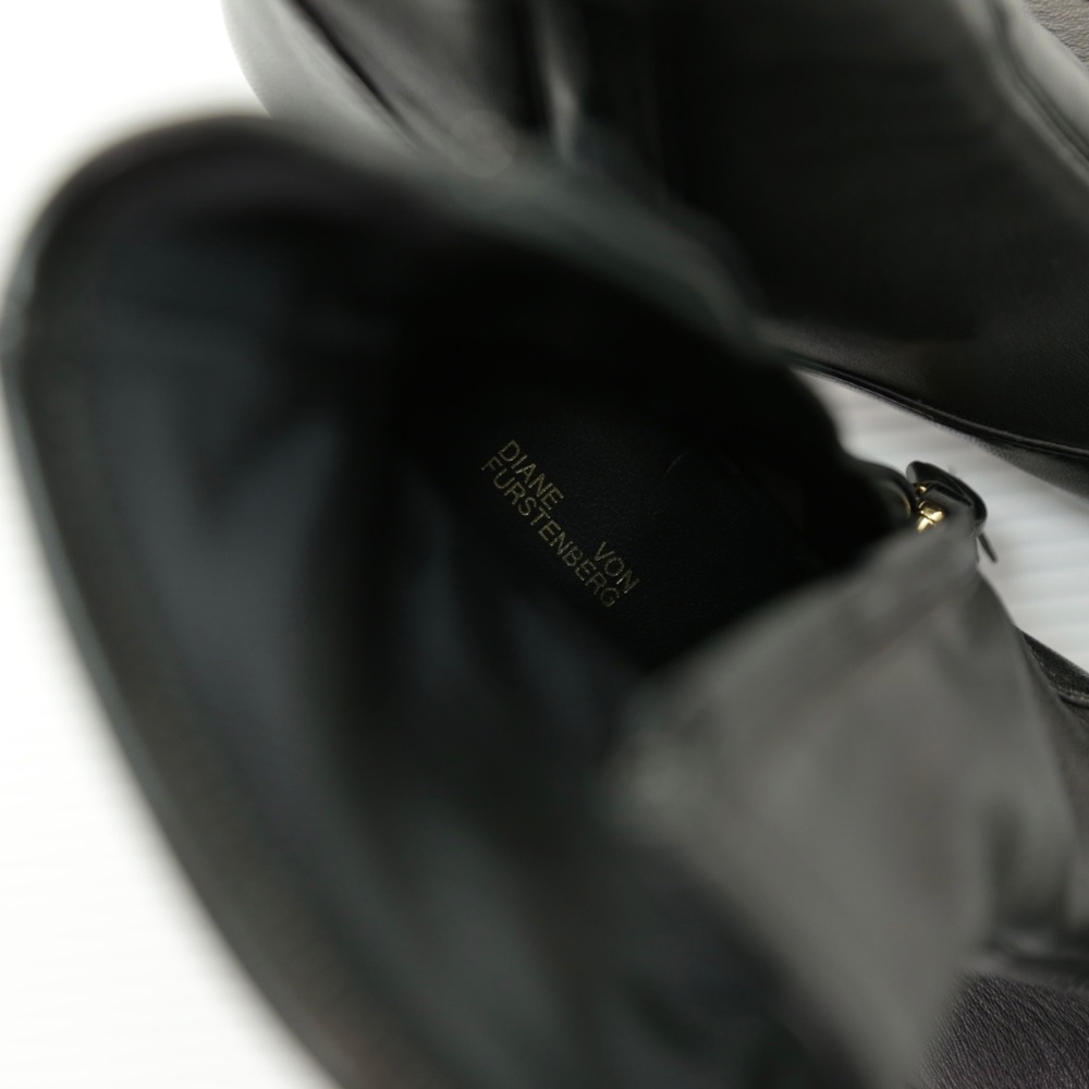 Diane Von Furstenberg Morgan Pointy Toe Booties Black Leather Sock Zip Women 8 - Picture 7 of 8